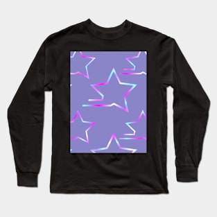 Fast Stars Magenta and Blue on Purple Repeat 5748 Long Sleeve T-Shirt